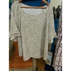 Women's SHEIN Curve Top 2XL White Brown Leopard Print